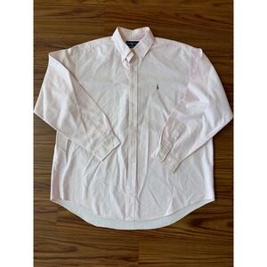Men's pink and white classic fit Ralph Lauren long sleeve button up XXL
